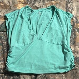 Prana Teal V-Neck Crop Top